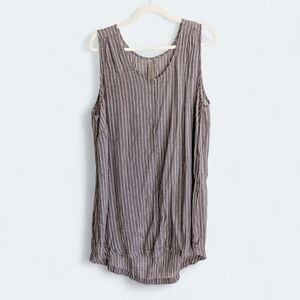 Penningtons Striped Gray Sleeveless Plus Size Bathing Suit Cover Up Dress